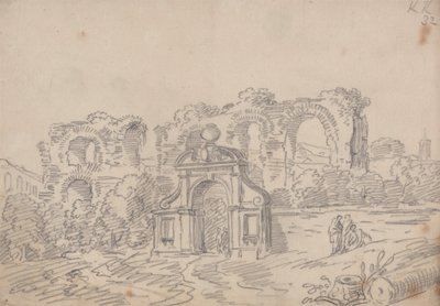 Baroque Arch and Roman Aqueduct Ruins by John Robert Cozens